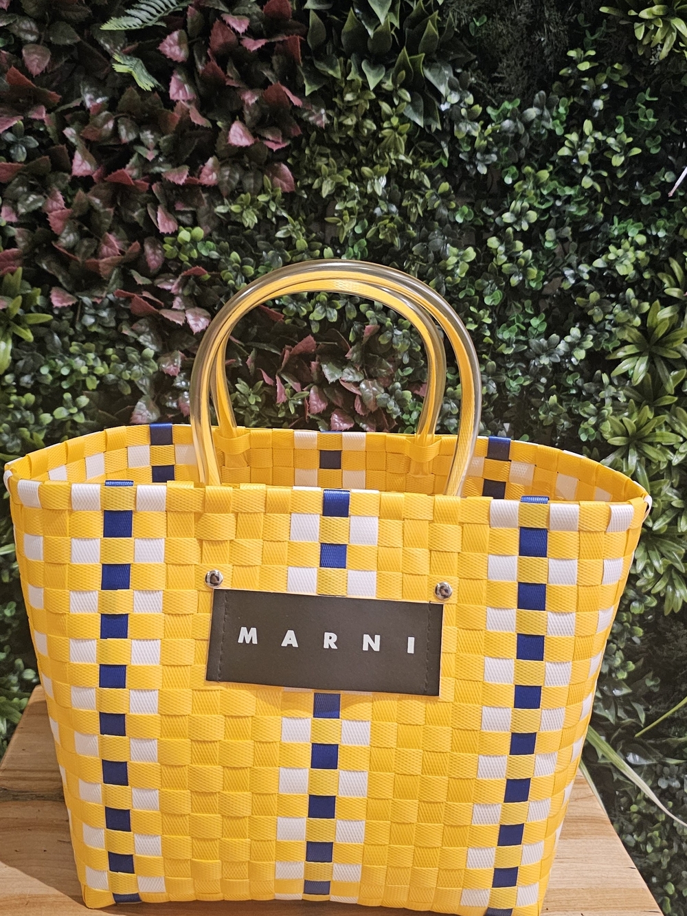 Marni Yellow, Blue & White Woven Tote